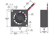 0.59 Cubic Feet Per Minute (ft³/min) Airflow (P) Micro Blower - Dimensional Drawing